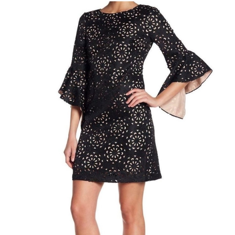 NWT JAX Black Label Laser-Cut Bell Sleeve Dress 8